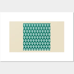 Green diamond shaped motif pattern Posters and Art
